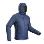 Decathlon Forclaz MT100 Sentetik Mavi Outdoor Trekking Kapüşonlu Şişme Gri Erkek Mont