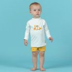 Decathlon Nabaiji Bebek Uv Korumalı Uzun Kollu Tişört - Savan Baskılı - Beyaz - 2 - 3 Yaş