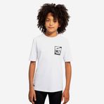 Decathlon Olaian 100 Beyaz Siyah Standart Kesim Kısa Kollu UV Korumalı Çocuk T-Shirt