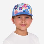 Decathlon Olaian Mavi Çiçek Desenli Azalea Çocuk Trucker Sörf Şapkası
