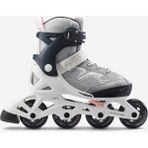 Decathlon Oxelo Çocuk Klasik Paten – 70 mm 80A Kauçuk Tekerlek, ABEC 3 Rulman, Ayarlanabilir Frenli, 6-12 Yaş Orta Seviye - Beyaz - Gri - 32 - 35