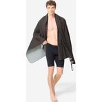 Decathlon XL Boy Siyah Gri Çizgili 110x175 cm Mikrofiber Havlu