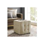 DeccoStil Krem Kare Puf Dikişli En*boy 42*42 Cm