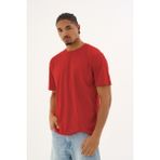 Dechers Erkek %100 Organik Pamuklu Yumuşak Dokulu Comfort Fit Bisiklet Yakalı T-Shirt E222 - Kırmızı