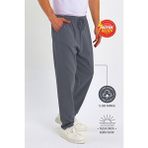 Dechers Erkek Büyük Beden %100 Pamuk Keten Görünümlü Pantolon E206 İnce Düz Tasarım - Gri - 8XL