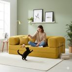 Dechome 180 x 90 Midinest Kanepe | Yatakli Koltuğu | Fitilli Kadife Yıkanır | Orginal Sünger|modern Kanepe - Hardal
