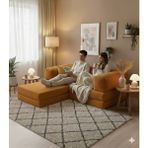 Dechome 200X200 Köşe Takımı |kadife | Köşe Koltuk | Modüler Köşe Takımı | Yataklı L Koltuk | Fitilli Kadife | Yıkanabilir Fitilli Kadife Kumaş - Hardal