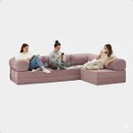 Dechome 300X200 Teddy Serisi Köşe Açık Uzanma Modüler Koltuk | Yıkanabilir Corduroy Kumaş | Çok Fonksiyonlu Yer Yatağıyeny Fitilli Kadife | Köşe Koltuk | 160X160 Köşe Takımı | Modüler Köşe Takımı - Pembe