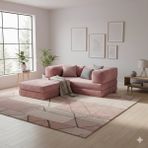 Dechome Modern Fitilli Kadife | Köşe Koltuk | 180X180 Köşe Takımı | Modüler Köşe Takımı | Yataklı L Koltuk | Fitilli Kadife - Pembe