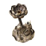 DECHOUS Dekoratif 1 Bilgisayar Lotus Brülör Meditasyon Standı Bronz Brülör Eski Şamdanlar Süsleme Konileri Tutucu Çiçek Geri Akış Dekoru Ofis Eski Bronz Antik Pirinç