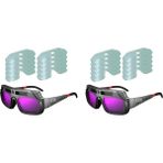 Decisive 2 Adet Otomatik Kararan Kaynak Gözlüğü Anti-Scratch Geniş Görüş Kaynakçı Gözlükleri Plazma Kesim Için 20 Adet Lens ile (Yurt Dışından) - Set - Siyah