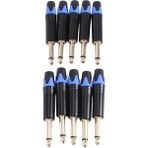 Decisive Altın Kaplama 10 Adet Fiş Mono Profesyonel 2 Kutuplu 6.35MM 6.5mm Stereo Jak Fişi 6.35MM Jack Mavi (Yurt Dışından) - Set - Siyah