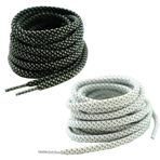 Decker Yansıtıcı Ayakkabı Bağcıkları Yuvarlak ayakkabı bağcıkları 2 Çift Paket 1,28 cm Kalın Gece Koşu Spor Ayakkabıları için Güvenli Koşu, Beyaz ve Siyah, 45"(114 cm)
