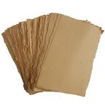 Deckle Papers Suluboya, Yazarlar, Kartvizit Davetiyeleri, El Sanatları için El Yapımı Pamuk Khdai Kağıdı -Kalın 150 GSM Boyut-A7 Paket - 50 - Kahverengi