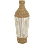 Deco 79 Seagrass El Yapımı Dekoratif Vazo Sarılı Uzun Orta Parça Vazo Krem Çıtalı Bambu Merkezi, Ev Dekorasyonu için Vazo 28 x 28 cm x 81 cm, Kahverengi