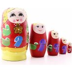 Deco Elit Ahşap Tombul Iç Içe Matruşka Bebek Kırmızı Set 5li Büyük Boy