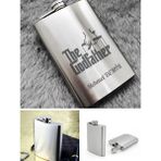 Deco Elit Kişiye Özel God Father 9 Oz Çelik Cep Matarası 266 ml İçecek Matarası Babaya Hediye - Gümüş