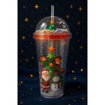 Deco Elit Noel Baba & Yılbaşı Temalı Pipetli Suluk 450 ml Çift Katman Mika Su Şişesi 2768 - 100
