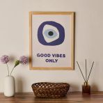 Deco Good Vibes Only Duvar Panosu - Mavi/Beyaz - 30X40 Cm