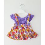 Deco Kids Çiçek Desenli Fiyonklu Bebek Elbise - 3TD-Mor - 1,5 - 2 Yaş