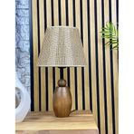 Decodelight Ahşap Ceviz Renk Elips Ayaklı Hazeran Pileli Hasır Şapkalı Abajur Masa Lambası Modelleri (Kahverengi Hazeran)