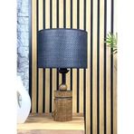 Decodelight Ahşap Ceviz Renk Silindir Ayaklı Hazeran Hasır Şapkalı Abajur Masa Lambası Modelleri (Siyah Hasır)