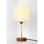 Decodelight Bambu Taban Modern Gold Metal Ayaklı Hazeran ve Hasır Kumaş Silindir Şapka Mini Abajur Masa Lambası (Açık Krem)