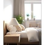 Decodelight Beyaz Rustik Modern Metal Tel Ayaklı 22'lik Pileli Beyaz Kumaş Şapkalı Abajur Masa Lambası