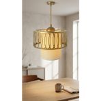 Decodelight Eskitme Metal Kasalı ve Açık Krem Kumaş Pasta Model Bohem Ev Teras Hol Cafe Tekli Sarkıt Avize