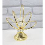 Decodelight Gold Kaplama Metal Ayaklu Baloncuklu Kristal Taşlı Ev Salon Aksesuar Gold Yelpaze Model Biblo Obje