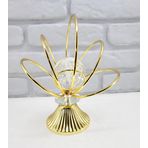 Decodelight Gold Kaplama Metal Ayaklu Baloncuklu Kristal Taşlı Ev Salon Aksesuar Gold Yelpaze Model Biblo Obje