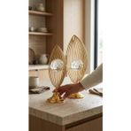 Decodelight Gold Metal Ayaklı Yelken Model Baloncuk Kristal Camlı 2'li Ev Aksesuar Dekor Biblo Obje