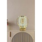Decodelight Gold Silindir Cam ve Gold Telli Küre Kristal Taşlı Şapkalı Ahşap Bambu Ayaklı Abajur Masa Lambası Modelleri (Küre)