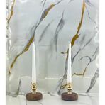 Decodelight Kahverengi Bambu Ahşap Ayaklı Ve Gold Metal İkili Mumluk Seti Modelleri