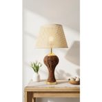 Decodelight Kahverengi Örme Hasır ve Gold Detay Ayaklı Hazeran ve Kumaş Şapkalı Modern Abajur Modelleri