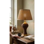 Decodelight Kahverengi Örme Hasır veGold Detay Ayaklı Hazeran ve Kumaş Şapkalı Modern Abajur Modelleri