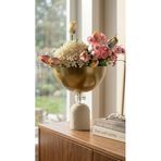 Decodelight Krem Eskitme Yimpi Dekoratif Boyalı Metal Ayak Kristal Taşlı 25cm Salon Düğün Nişan Vazo Masa Dekor