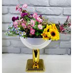 Decodelight Modern Dekoratif Kare Gold Ayaklı Beyaz Büyük Küre Salon Vazo Masa Üstü Aksesuar Dekor