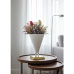 Decodelight Modern Dekoratif Kare Gold Ayaklı Taşlı Beyaz Konik Büyük Salon Vazo Masa Üstü Aksesuar Dekor