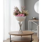 Decodelight Modern Dekoratif Krom Kaplama Burgu Ayaklı Taşlı 20 cm Çapında Beyaz Vazo Masa Üstü Aksesuar Dekor