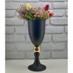 Decodelight Modern Dekoratif Siyah Krom/Altın Toplu Metal Yüksek Ayaklı Vazo Masa Üstü Aksesuar