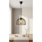 Decodelight Siyah Hasır Yarım Küre Tel Model Metal Bal Renk Camlı Tekli Sarkıt Avize Aydınlatma