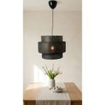 Decodelight Siyah Hazeran Rattan Hasır 3 Katlı 30X25 cm Başlıklı Pasta Model Tekli Sarkıt Avize Aydınlatma Modelleri - 1 - 0-Siyah
