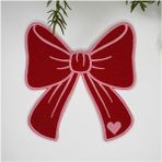 Decofav Kurdele Şeklinde Kırmızı Kumaş Pembe Nakışlı Kumaş Kokteyl Peçetesi 1 Adet - 15 x 15 cm - Renkli