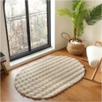 Decofloor Halı Bubble Tavşan Tüyü vizon Oval Ekstra Yumuşak Dokulu Peluş Halı - 80 x 200 cm