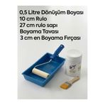 Decolorio (Sehpa, Masa, Ahşap, Dolap, mutfak, tezgah boyası)0.5 LİTRE Dönüşüm boyası 10 cm Rulo Boya Seti – Moher Rulo, Sap, 3 cm Fırça ve Boya Tavası