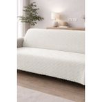 Decomia Home Boeno Kabartmalı Yumuşak Koltuk Örtüsü Çok Amaçlı Koltuk Şalı Kaymaz Süngerli (165X205 Cm) - 165 x 210 cm - 00 Beyaz