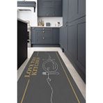 Decomia Home Dijital Baskılı Kaymaz Taban Yıkanabilir Gold Kitchen Yazılı Antrasit Mutfak Halı Yolluk-d5014