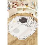 Decomia Home Dijital Kaymaz Yıkanabilir Astronot Uzay Temalı Çocuk Halısı Oyun Halısı Çocuk Odası Dekor,Beyaz 140 X 140