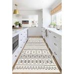 Decomia Home Dijital Kaymaz Yıkanabilir Kırık Beyaz Iskandinav Mutfak Halısı Salon Halısı Balkon Halısı Yolluk